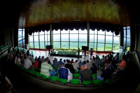 US Navy 080717-N-5961C-010 Sailors from the Ronald Reagan Carrier Strike Group look across into North Korea from the Dora Observatory, the northernmost observatory in South Korea, during a tour of the Korea Demilitarized Zone