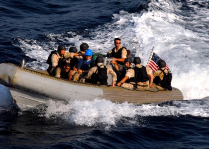 US Navy 080712-N-9134V-200 The visit, board, search and seizure team assigned to the amphibious dock landing ship USS Carter Hall (LSD 50) conducts maritime interdiction operations