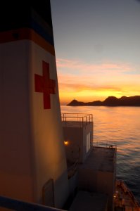 US Navy 080713-N-7498L-133 At sunrise, the Military Sealift Command hospital ship USNS Mercy (T-AH 19) prepares to bring on patients during its second day of the Pacific Partnership mission in Timor Leste