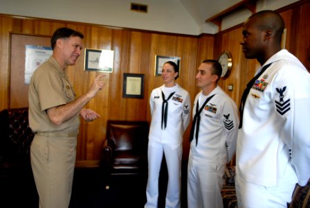 US Navy 080717-N-9818V-038 Vice Adm. Mark Ferguson, chief of Naval Personnel meets with Sailor of the Year selectees