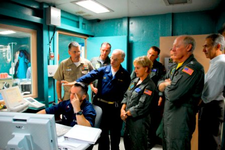 US Navy 080715-N-9689V-004 Adm. Robert Willard, commander of U.S. Pacific Fleet, and his wife, Donna Willard, tour the medical facilities aboard the Military Sealift Command hospital ship USNS Mercy (T-AH 19)