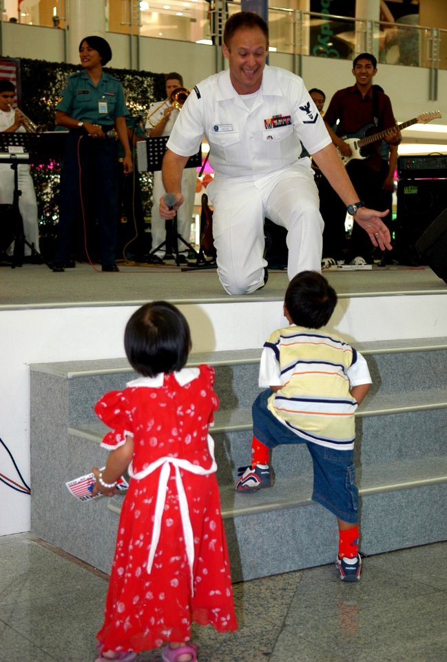 US Navy 080723-N-3446M-197 Musician 3rd Class Daniel S. Haasenritter, assigned to the 7th Fleet Band's contemporary music ensemble