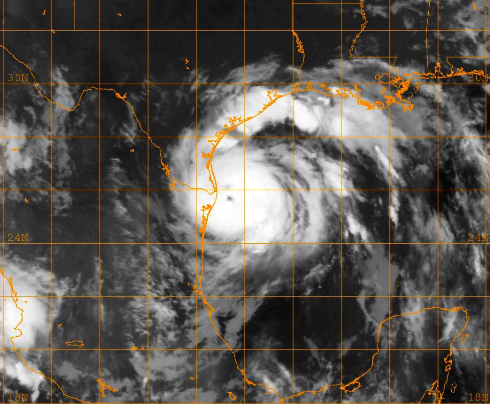 US Navy 080723-N-0000W-001 A GOES-12 infrared satellite image provided by the U.S. Naval Research Laboratory, Monterey, Calif., showing the status of Hurricane Dolly at approximately 4-45 am EST