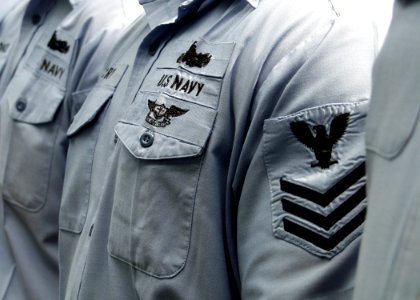 US Navy 080805-N-0879R-001 Sailors stand in ranks after introducing themselves as chief petty officer selects