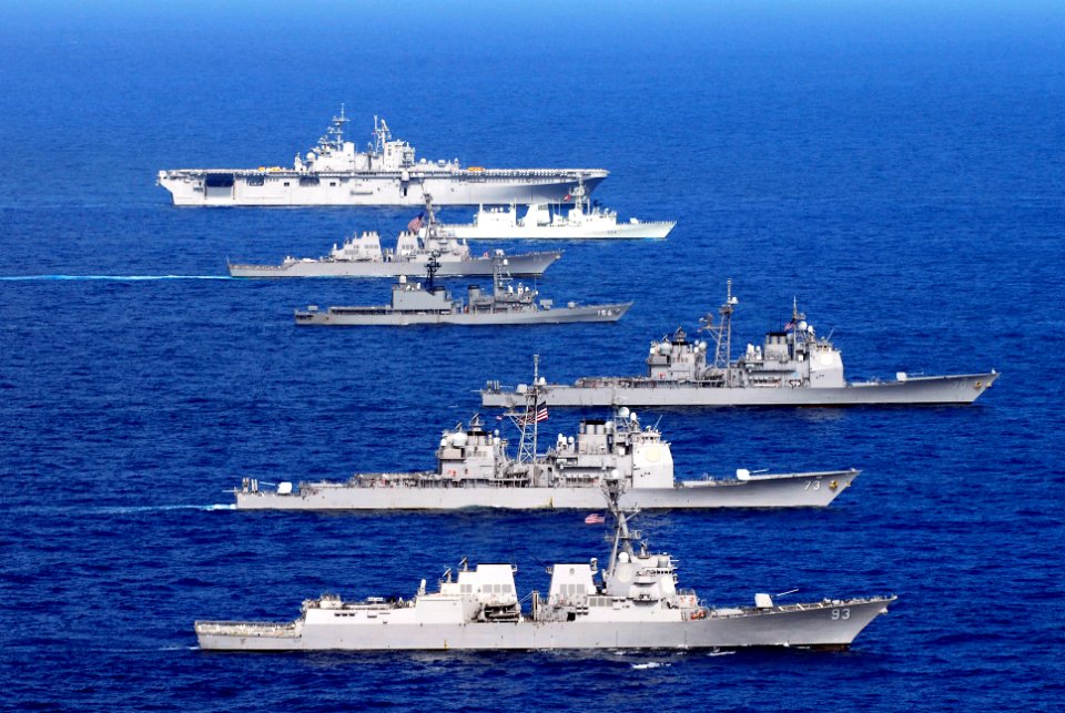 US Navy 080729-N-7883G-085 avy ships from the United States, Australia, Canada and South Korea steam in formation
