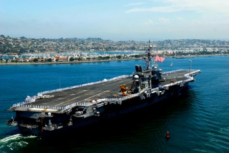 US Navy 080807-N-7883G-218 he aircraft carrier USS Kitty Hawk (CV 63) prepares to moor at Naval Air Station North Island upon her return to San Diego Thursday, Aug. 7, 2008