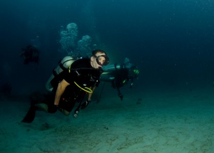 US Navy 080805-N-3093M-005 Rear Adm. Joseph D. Kernan participates in a dive off the coast of Barbados