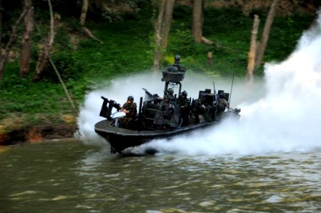 US Navy 080811-N-4205W-034 Special Warfare Combatant-craft Crewmen assigned to Special Boat Team 22 (SBT-22) conduct live-fire immediate action drills