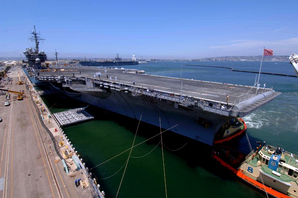 US Navy 080807-N-6501M-001 The aircraft carrier USS Kitty Hawk (CV 63) arrives at Naval Air Station North Island