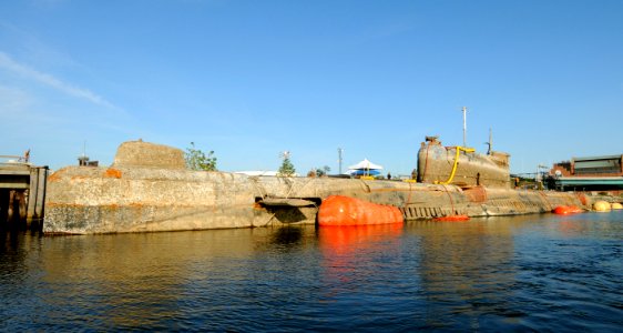 US Navy 080813-N-8933S-063 The former Soviet submarine-turned-museum, Juliett 484 is moored at her sanking point in Providence