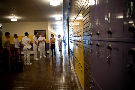 US Navy 080811-N-8273J-248 Chief of Naval Operations (CNO) Adm. Gary Roughead receives a tour of Department of Defense Dependant's School (DODDS) at Naval Forces Central Command
