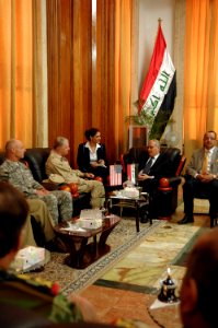 US Navy 080814-N-8273J-190 Chief of Naval Operations (CNO) Adm. Gary Roughead meets with Iraqi Defense Minister Abd al-Qadir al-Mufriji and other senior military leadership
