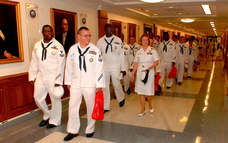 US Navy 080813-N-7948R-100 Navy Recruiting Command (CNRC) Deputy Commander Rear Adm. Robin Braun gives top recruiters a tour of the Pentagon