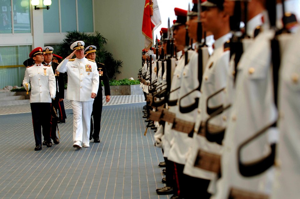 US Navy 080818-N-8273J-130 Chief of Naval Operations (CNO) Adm. Gary Roughead inspects the troops of the Republic of Singapore Navy