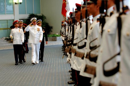 US Navy 080818-N-8273J-130 Chief of Naval Operations (CNO) Adm. Gary Roughead inspects the troops of the Republic of Singapore Navy