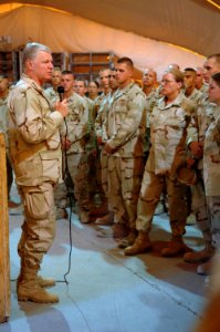 US Navy 080816-N-8273J-099 Chief of Naval Operations (CNO) Adm. Gary Roughead speaks with Sailors assigned to the