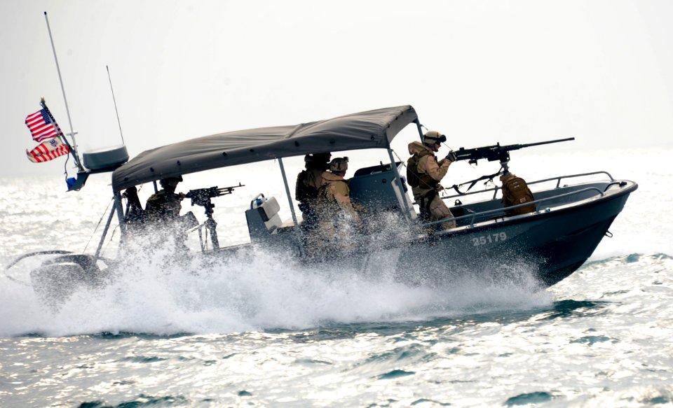 US Navy 120107-N-RP435-834 Sailors patrol Kuwait Naval Base's harbor