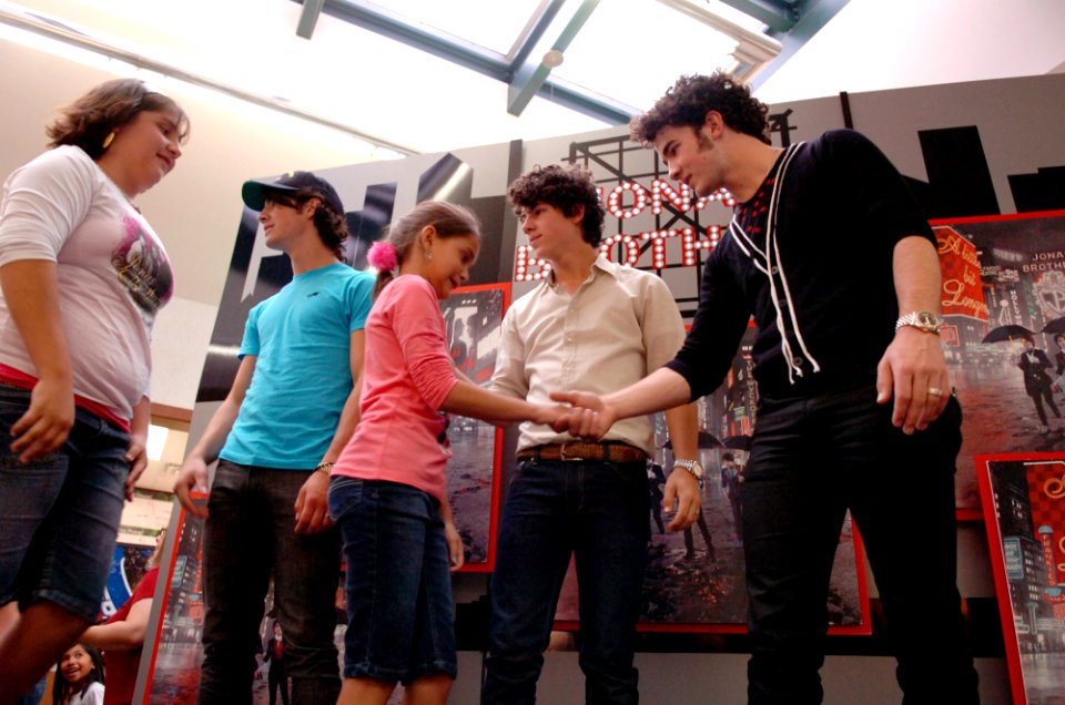 US Navy 080819-N-5758H-050 The Jonas Brothers shake the hands of fans during a meet and greet photo event