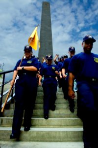 US Navy 080819-N-0167W-013 One hundred fifty new chief petty officer selects descend Charlestown's Bunker Hill Monument Park