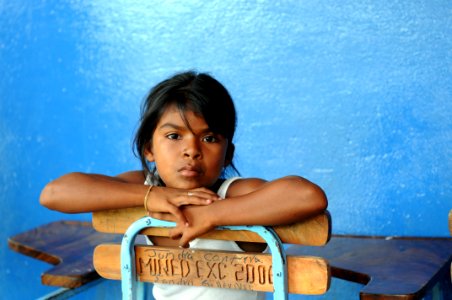 US Navy 080817-N-7955L-157 A girl from Betania, Nicaragua, waits her turn to see a doctor from the amphibious assault ship USS Kearsarge (LHD 3) photo