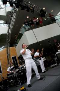 US Navy 080827-N-3271W-070 Navy Rock Band, Horizon, performs at the Rock and Roll Hall of Fame photo