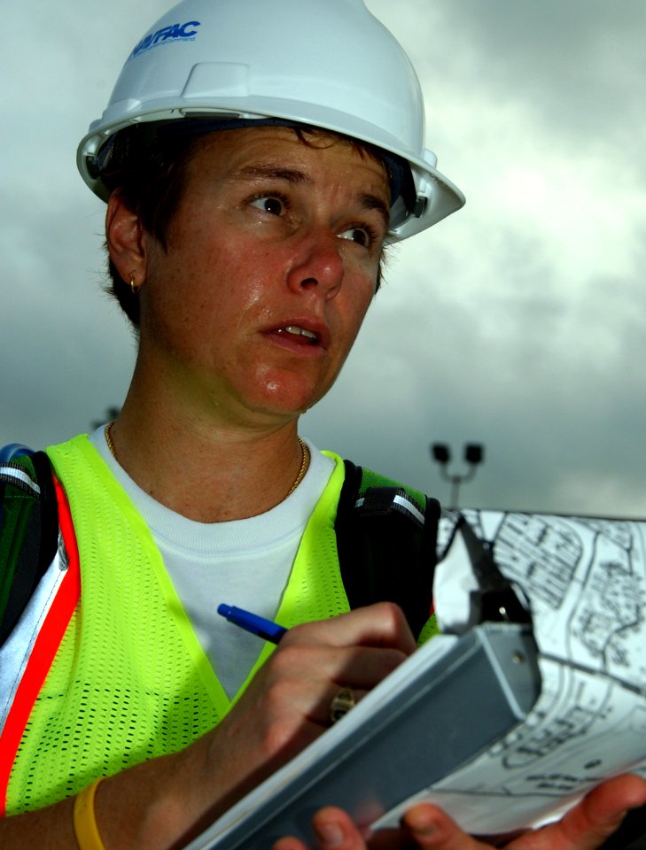 US Navy 080902-N-3285B-052 Lisa Goulet prepares to assess the damage from Hurricane Gustav