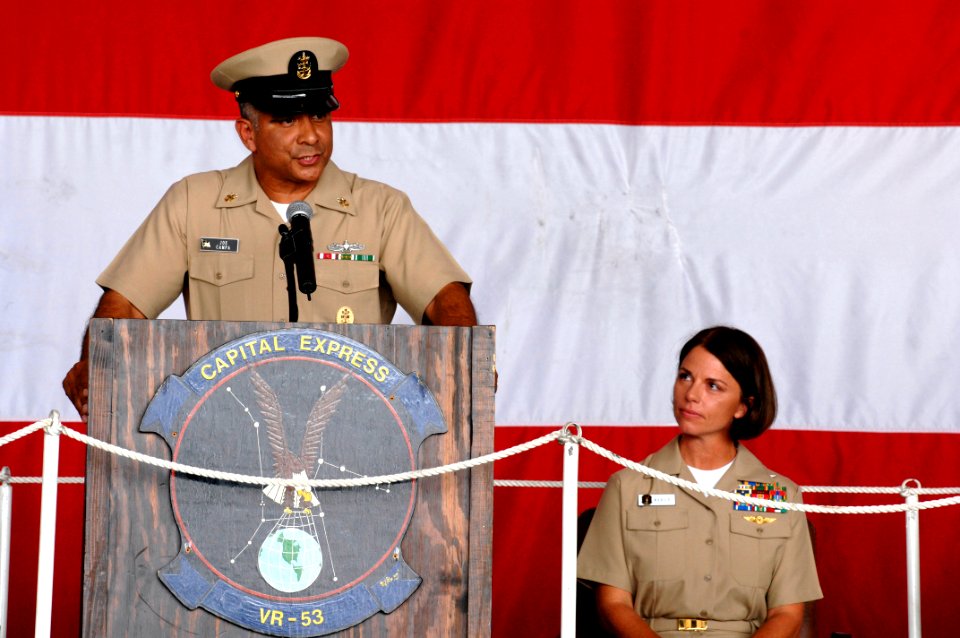 US Navy 080825-N-9818V-100 MCPON Joe R. Campa Jr. addresses guest at the 2008 Navy Reserve Sailor of the Year Advancement Ceremony held for Aviation Warfare Systems Operator 1st Class Kathleen Reilly, Commander, Navy Reserve Sa