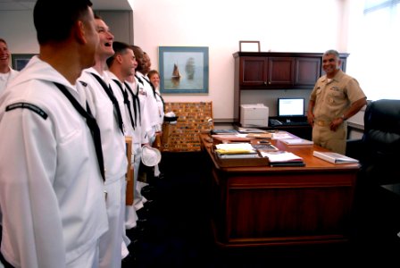 US Navy 080826-N-9818V-015 Master Chief Petty Officer of the Navy (MCPON) Joe R. Campa Jr. meets with chief petty officer selectees photo
