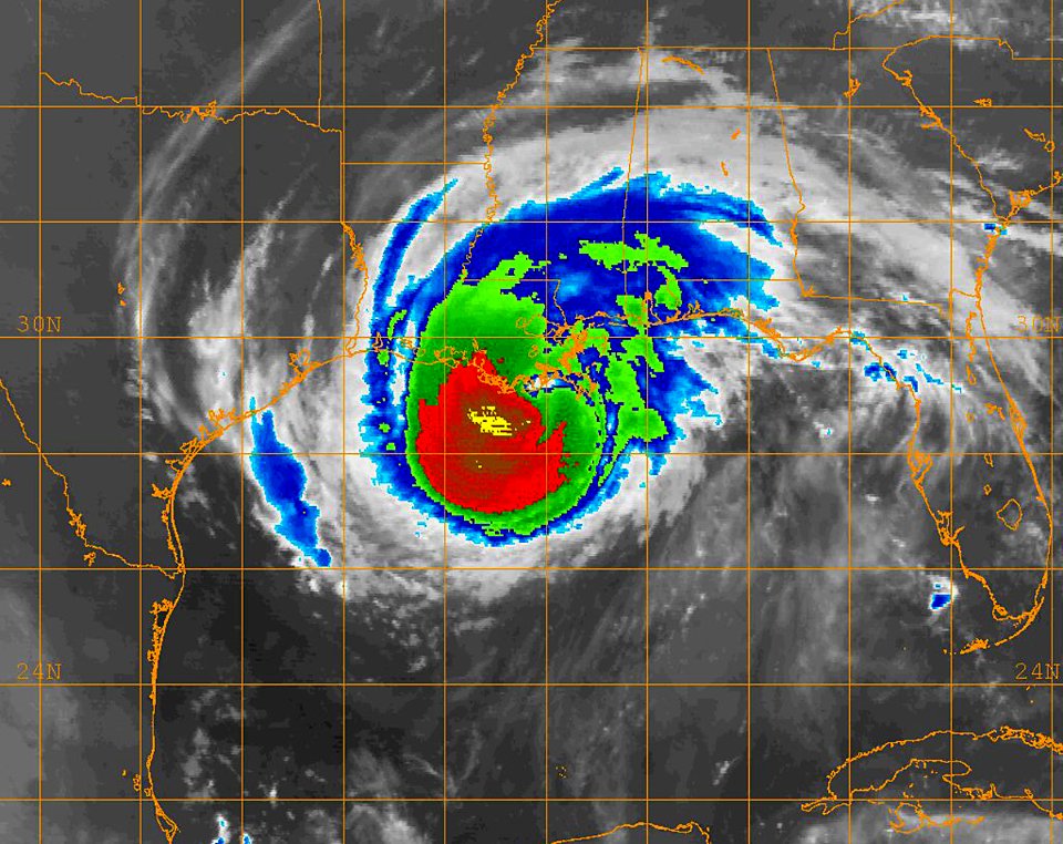 US Navy 080901-N-0000X-001 A GOES-12 infrared satellite image provided by the U.S. Naval Research Laboratory, Monterey, Calif., showing the status of Hurricane Gustav