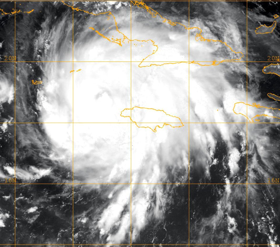 US Navy 080829-N-0000W-001 A GOES-12 infrared satellite image provided by the U.S. Naval Research Laboratory, Monterey, Calif., showing the status of Tropical Storm Gustav at approximately 11 am EST