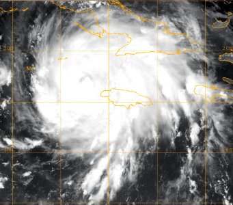 US Navy 080829-N-0000W-001 A GOES-12 infrared satellite image provided by the U.S. Naval Research Laboratory, Monterey, Calif., showing the status of Tropical Storm Gustav at approximately 11 am EST