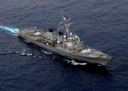 US Navy 080905-N-4236E-104 The guided-missile destroyer USS Roosevelt (DDG 80) transits the Atlantic Ocean