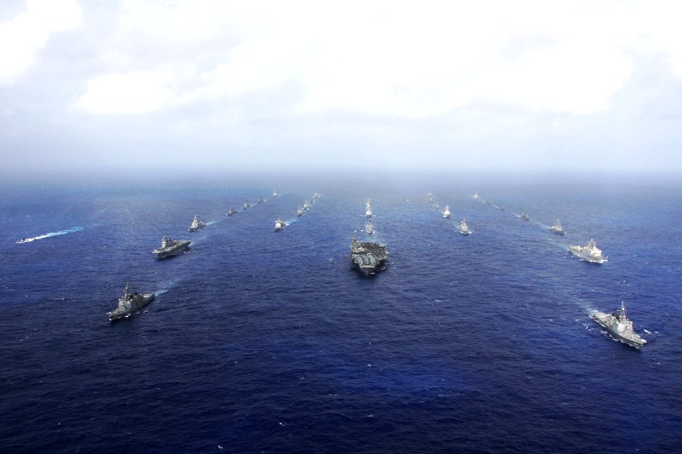 US Navy 111104-N-ZZ999-770 U.S. Navy and Japan Maritime Self-Defense Force ships are underway in formation during Annual Exercise (ANNUALEX ) 2011