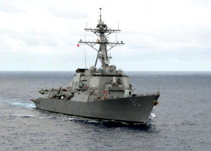 US Navy 080905-N-4236E-057 The guided-missile destroyer USS Roosevelt (DDG 80) transits the Atlantic Ocean
