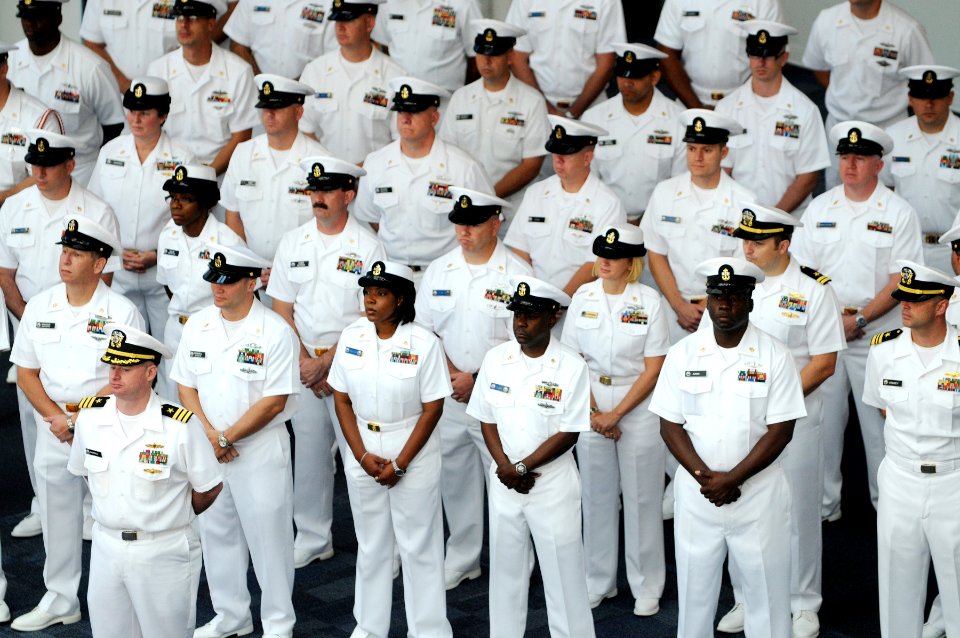 US Navy 111014-N-GS507-960 Center for Information Dominance (CID) Corry Station officers and chief petty officers attend the CID change of command