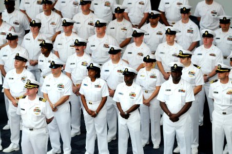 US Navy 111014-N-GS507-960 Center for Information Dominance (CID) Corry Station officers and chief petty officers attend the CID change of command