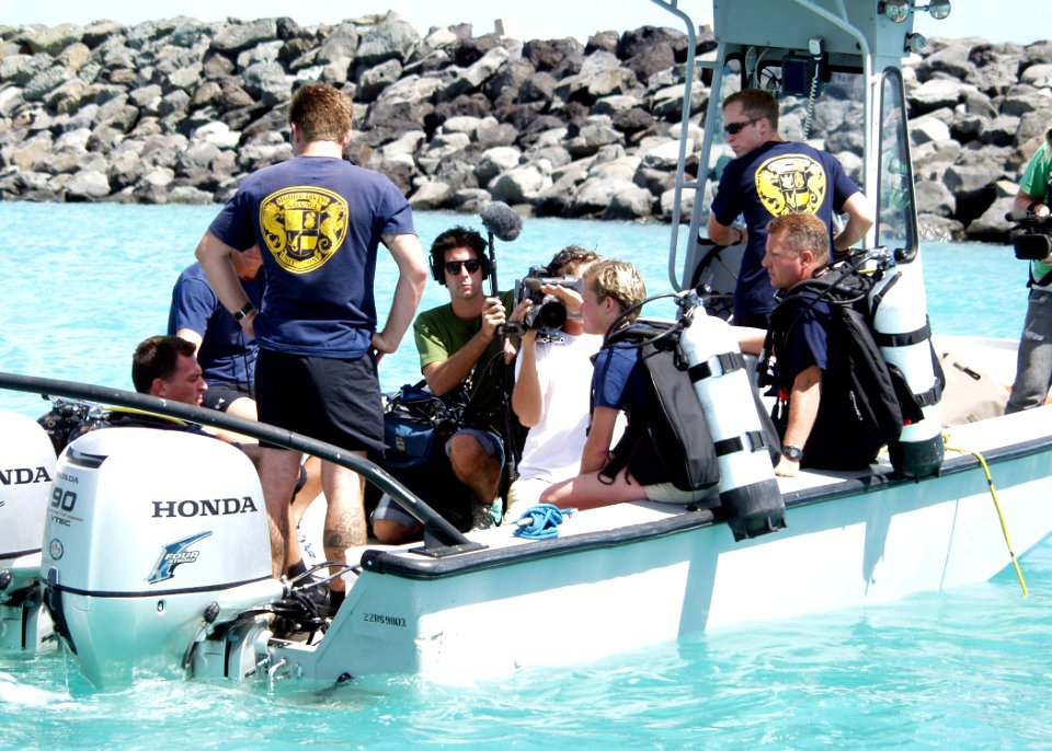 US Navy 080909-N-0879R-001 Members of the Pearl-Harbor-based Mobile Diving and Salvage Unit (MDSU) 1 are filmed during a shoot for the Discovery Channel's,