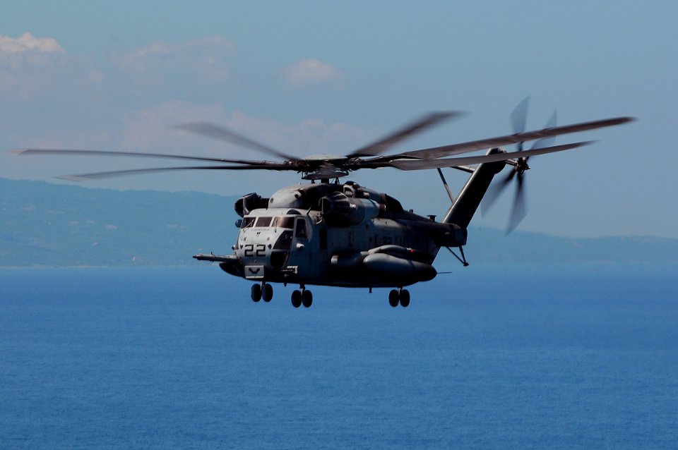 US Navy 080913-N-4515N-007 A CH-53 Super Stallion assigned to the