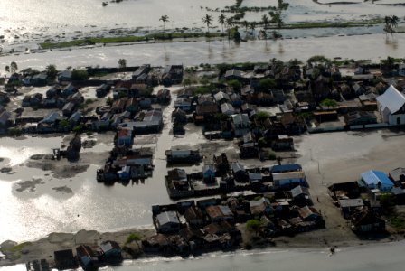 US Navy 080916-N-3595W-016 An aerial photograph of flooding caused by Hurricane Ike