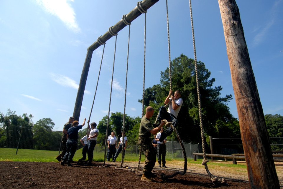 US Navy 110712-N-OA833-003 Plebes in the U.S. Naval Academy Class of 2015 make their way through the school's obstacle course