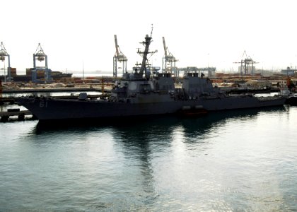 US Navy 080919-N-4236E-090 The guided-missile destroyer USS Ramage (DDG 61) is moored in Haifa, Israel
