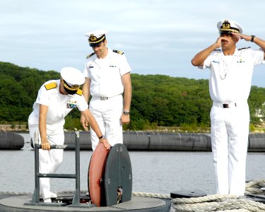 US Navy 080916-N-8467N-007 Adm. Paolo La Rosa boards the Italian submarine ITS Salvatore Todaro (S 526)