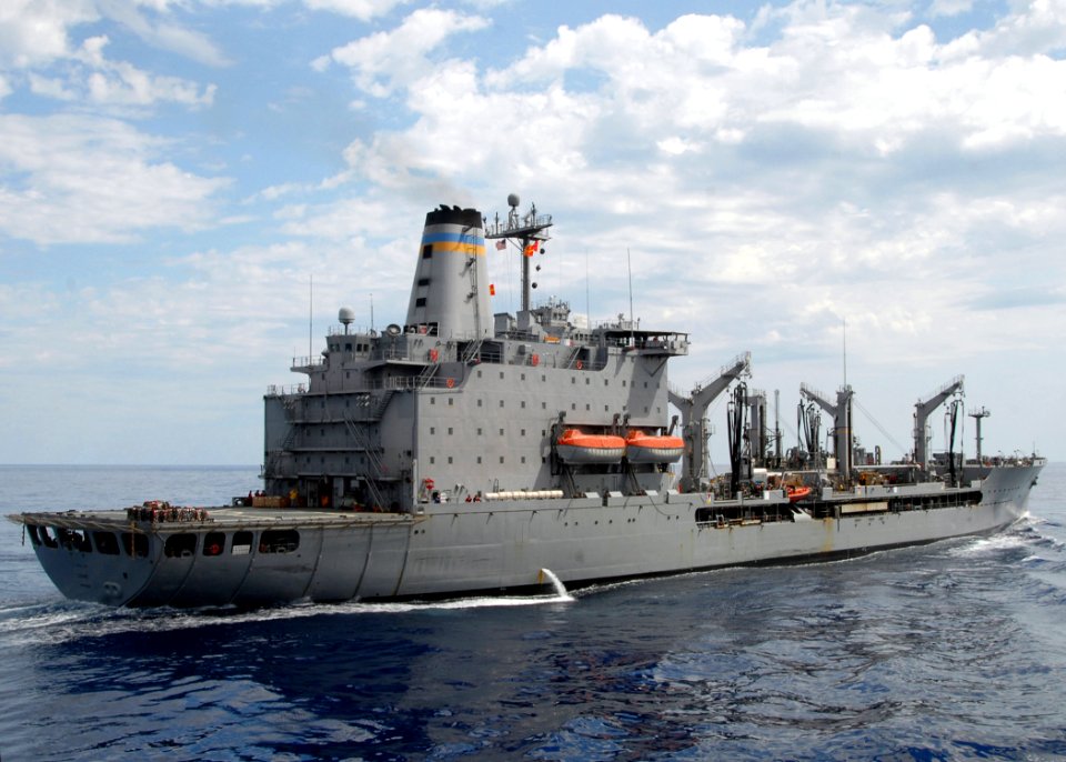 US Navy 080922-N-3392P-010 The Military Sealift Command fleet replenishment oiler USNS Laramie (T-AO 203) steams through the Mediterranean Sea