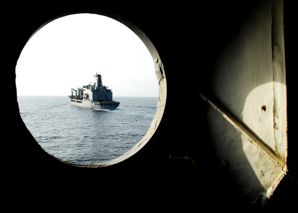 US Navy 080923-N-2183K-004 The Military Sealift Command fleet replenishment oiler USNS Tippecanoe (T-AO 199) is seen from the amphibious assault ship USS Peleliu (LHA 5) before an underway replenishment