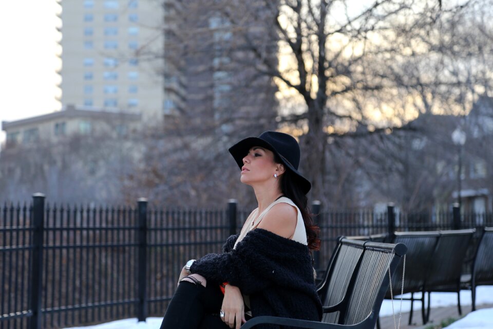 Posing profile reflective look