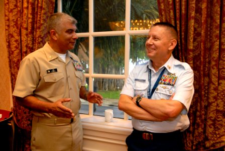 US Navy 080924-N-9818V-027 Master Chief Petty Officer of the Navy (MCPON) Joe R. Campa Jr. and Master Chief Petty Officer of the Coast Guard Skip Bowen host the second Global Maritime Senior Enlisted Sailor Symposium