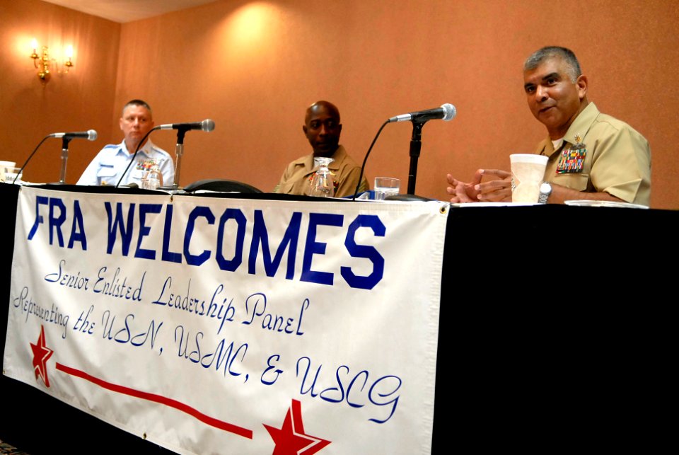 US Navy 080926-N-9818V-106 Master Chief Petty Officer of the Navy (MCPON) Joe R. Campa Jr. speak during a Senior Enlisted Leadership Panel