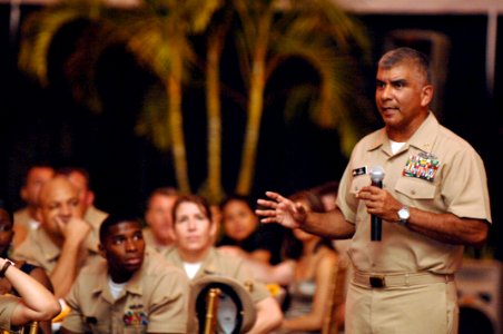 US Navy 081004-N-9818V-138 Master Chief Petty Officer of the Navy (MCPON) Joe R. Campa Jr. addresses chief petty officers and their guests during the 2008 Khaki Ball at the Pacific Island Club photo