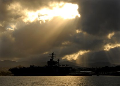 US Navy 081001-N-5617R-087 The aircraft carrier USS Abraham Lincoln (CVN 72) is moored at Pearl Harbor Naval Station, Hawaii during a scheduled port visit photo