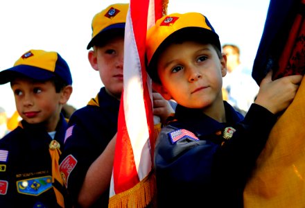 US Navy 081004-N-5345W-021 Cub Scouts prepare to parade the colors photo